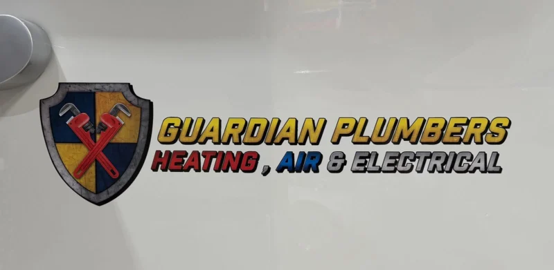 Guardian Plumbers, Heating, Air & Electrical decal on the Toilet Car's tank